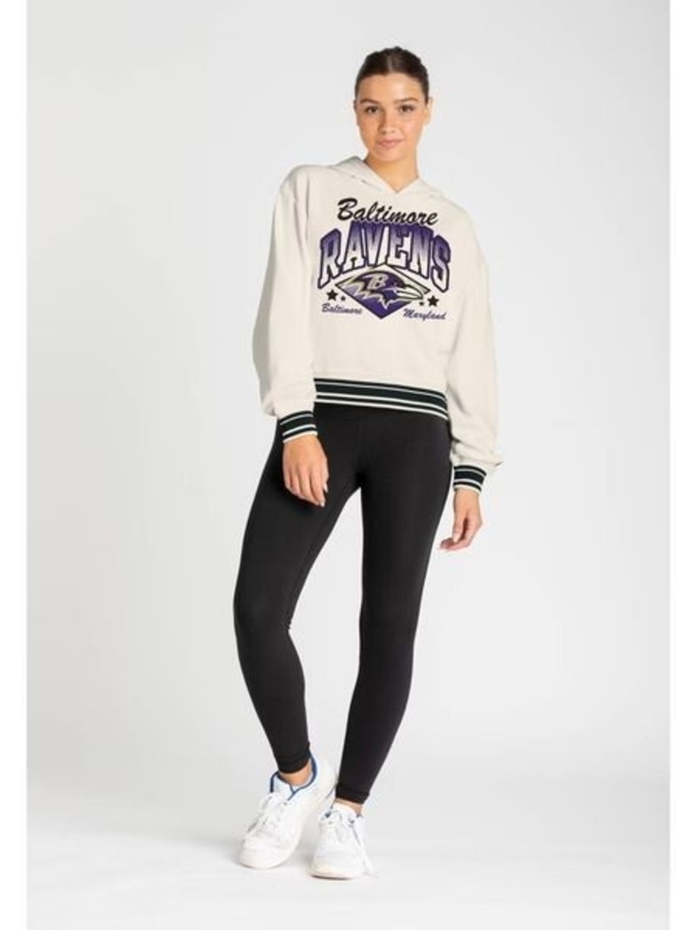 Champion NFL Baltimore Ravens Cropped Hoodie with Purple & Black Logo Medium